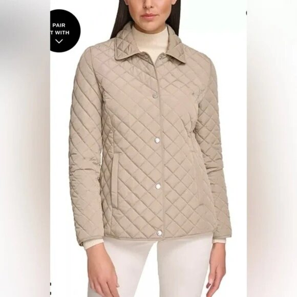 Ralph Lauren Jackets & Blazers - Lauren Ralph Lauren Womens Petite Large Snap Button Quilted Utility Jacket Beige